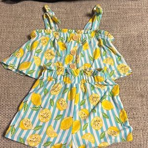 Yellow Lemon Print Girls' Matching Set - Unbranded